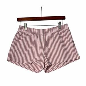 John Galt/Brandy Melville Sleep Shorts Womens One Size Red Wht Stripe Pajama NWT